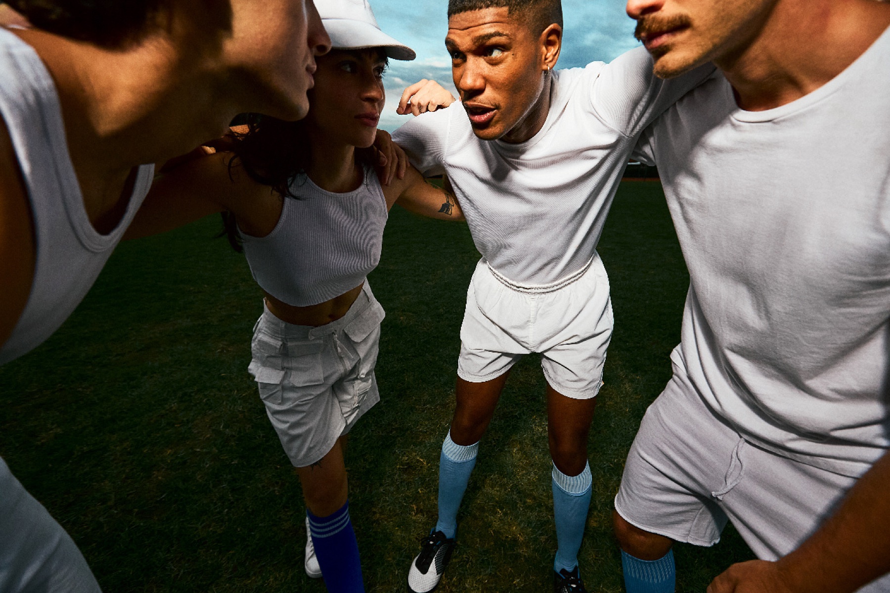 A squad preparing together before a training session